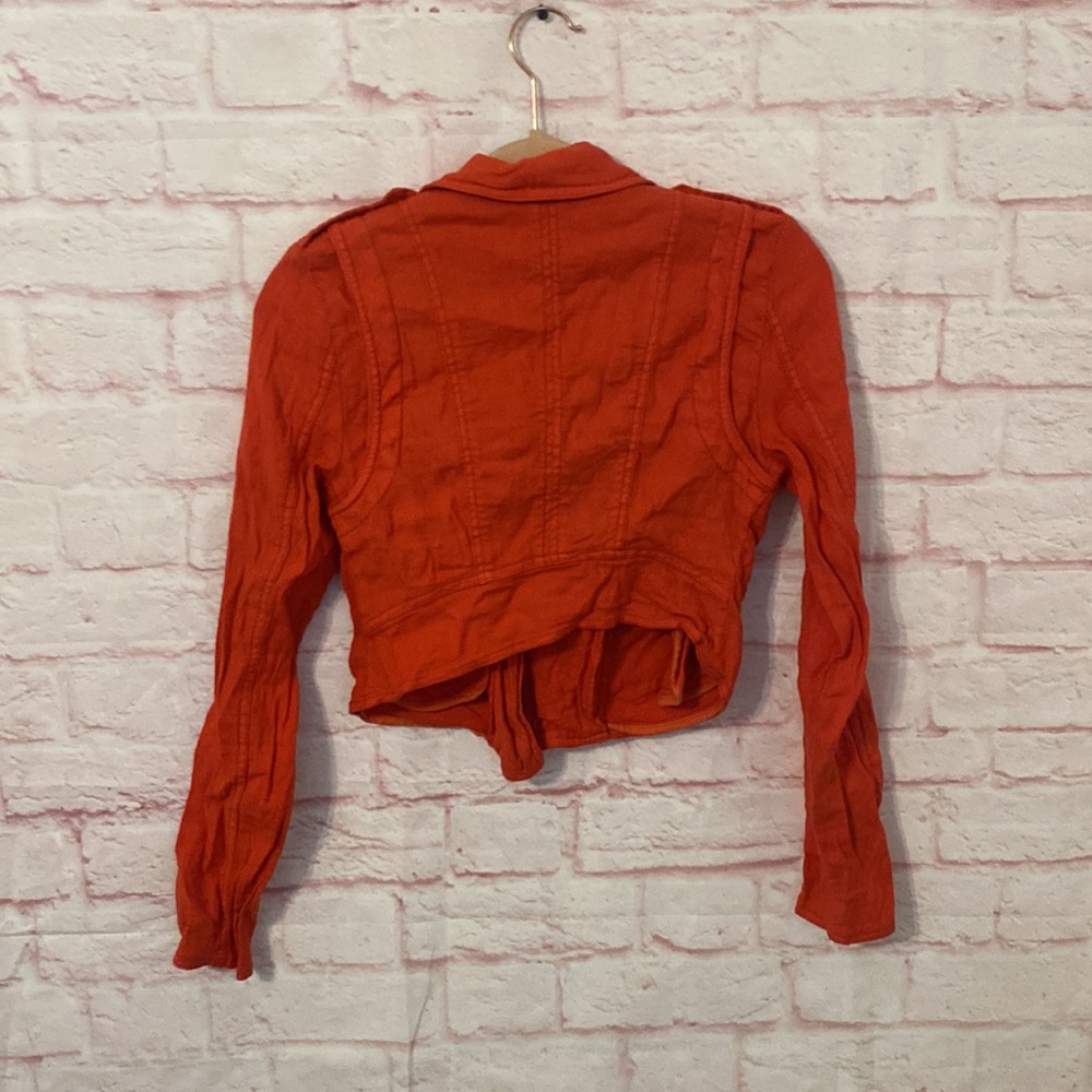 Free People linen blend cropped boho moto jacket - Picture 4 of 4